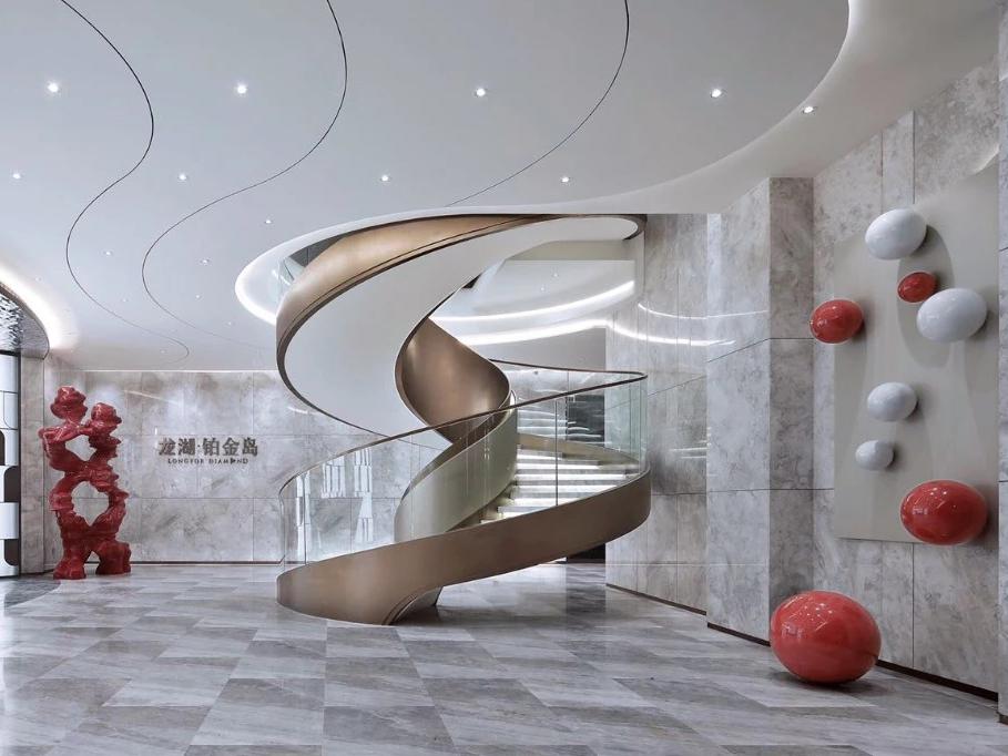 豪華會所不鏽鋼樓梯（tī）扶手