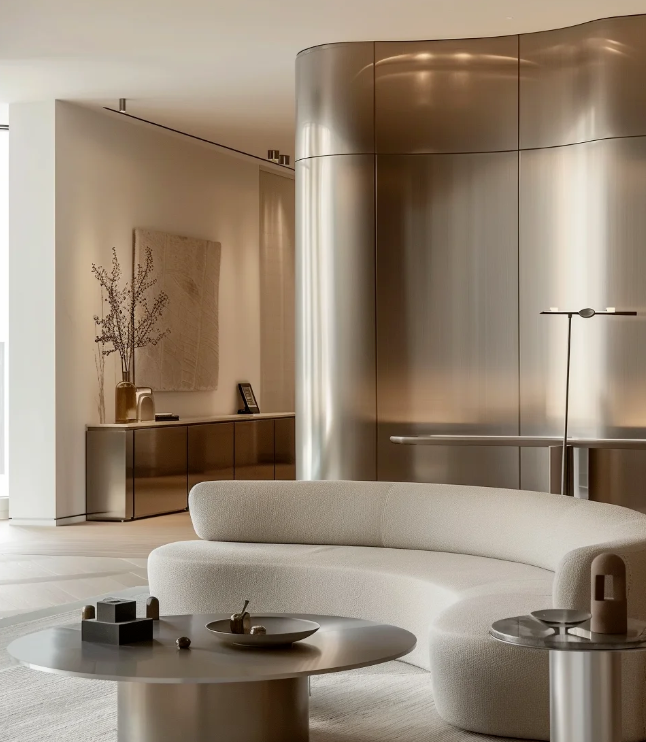 別再用‘鋼板’封天花板！這組會（huì）呼吸的水紋波，讓（ràng）硬核金屬秒變（biàn）高級藝術品