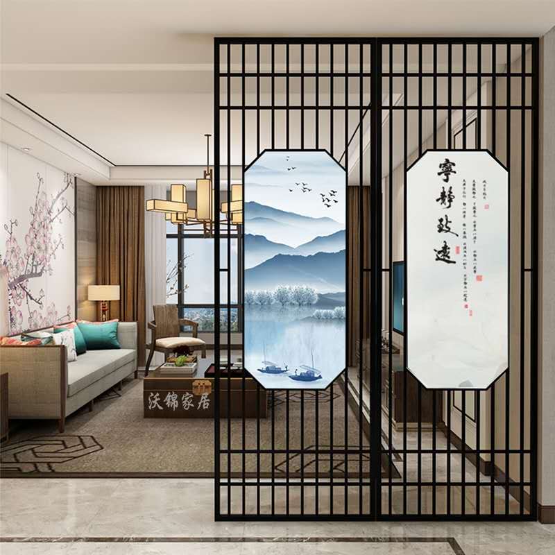 家用客廳不鏽（xiù）鋼屏（píng）風花格隔斷