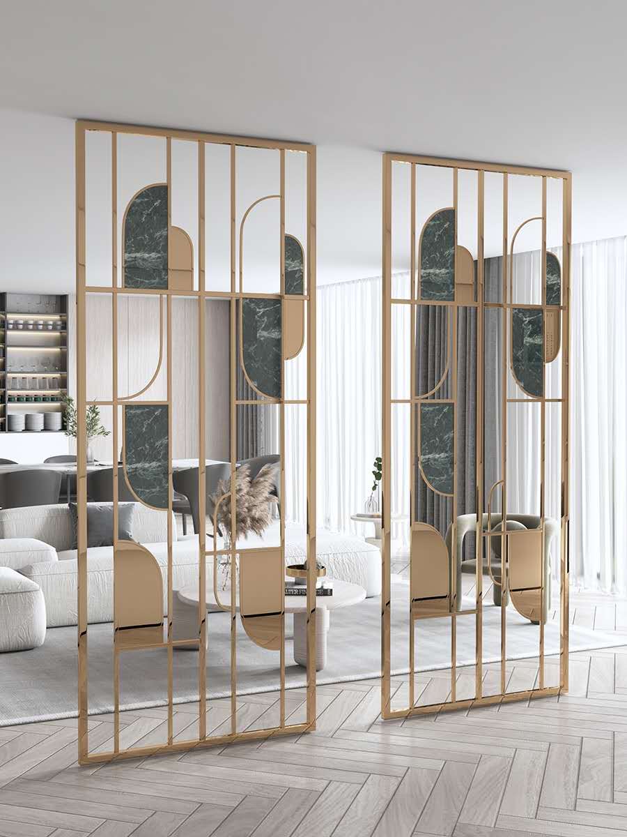 大客廳不鏽鋼（gāng）屏風（fēng）背（bèi）景牆