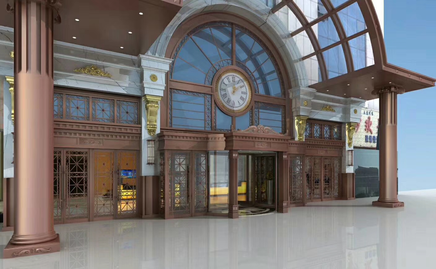 寫字樓(lóu)紅(hóng)古(gǔ)銅不鏽鋼玻璃門 寫(xiě)字(zì)樓(lóu)紅古銅不鏽鋼玻(bō)璃門